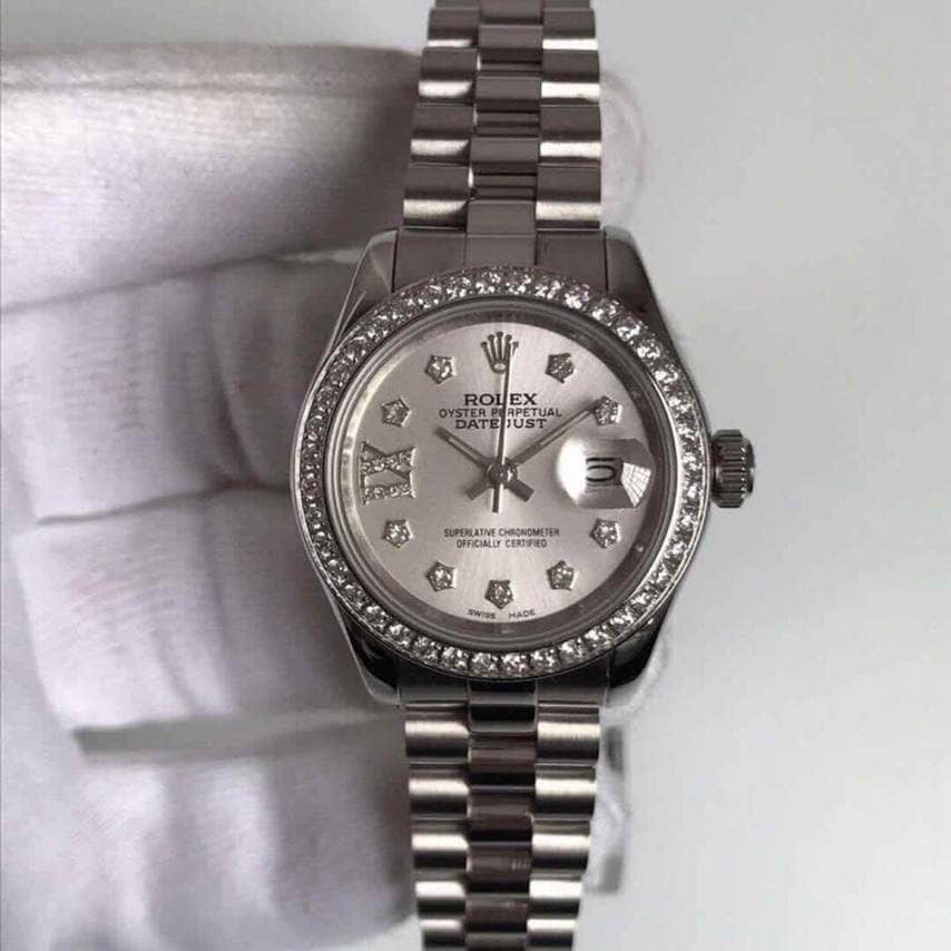 Rolex劳力士女款日志型系列镶钻三珠带2236机芯精钢表带