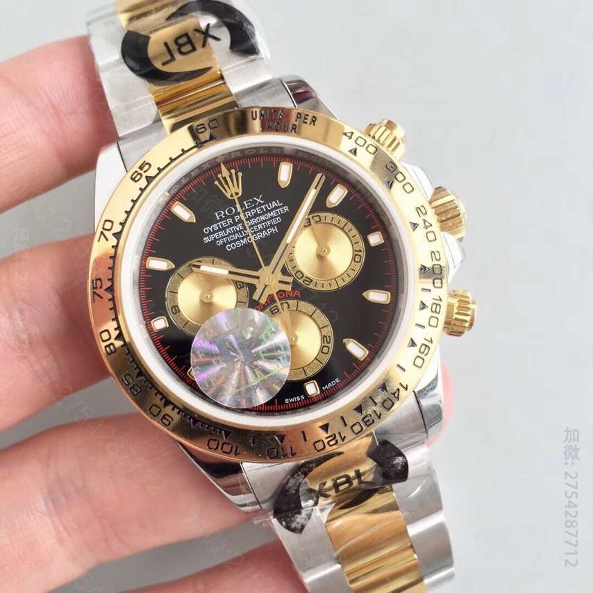 高仿劳力士男士手表 奢侈名品劳力士手表 (劳力士Rolex)DAYTONA迪通那7750 机芯男士腕表间金款 