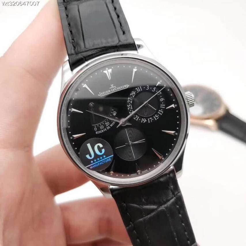 积家Jaeger-LeCoultre超薄大师系列拱形蓝宝石水晶玻璃原装折叠扣男款手表