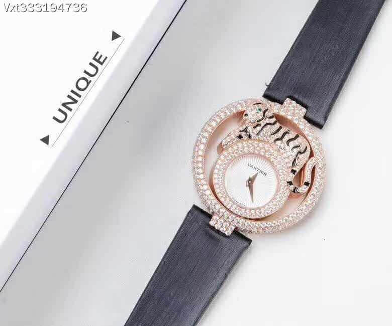 卡地亚Cartier 925纯银玫瑰金镶钻卡地亚创意宝石腕表系列HPI010...