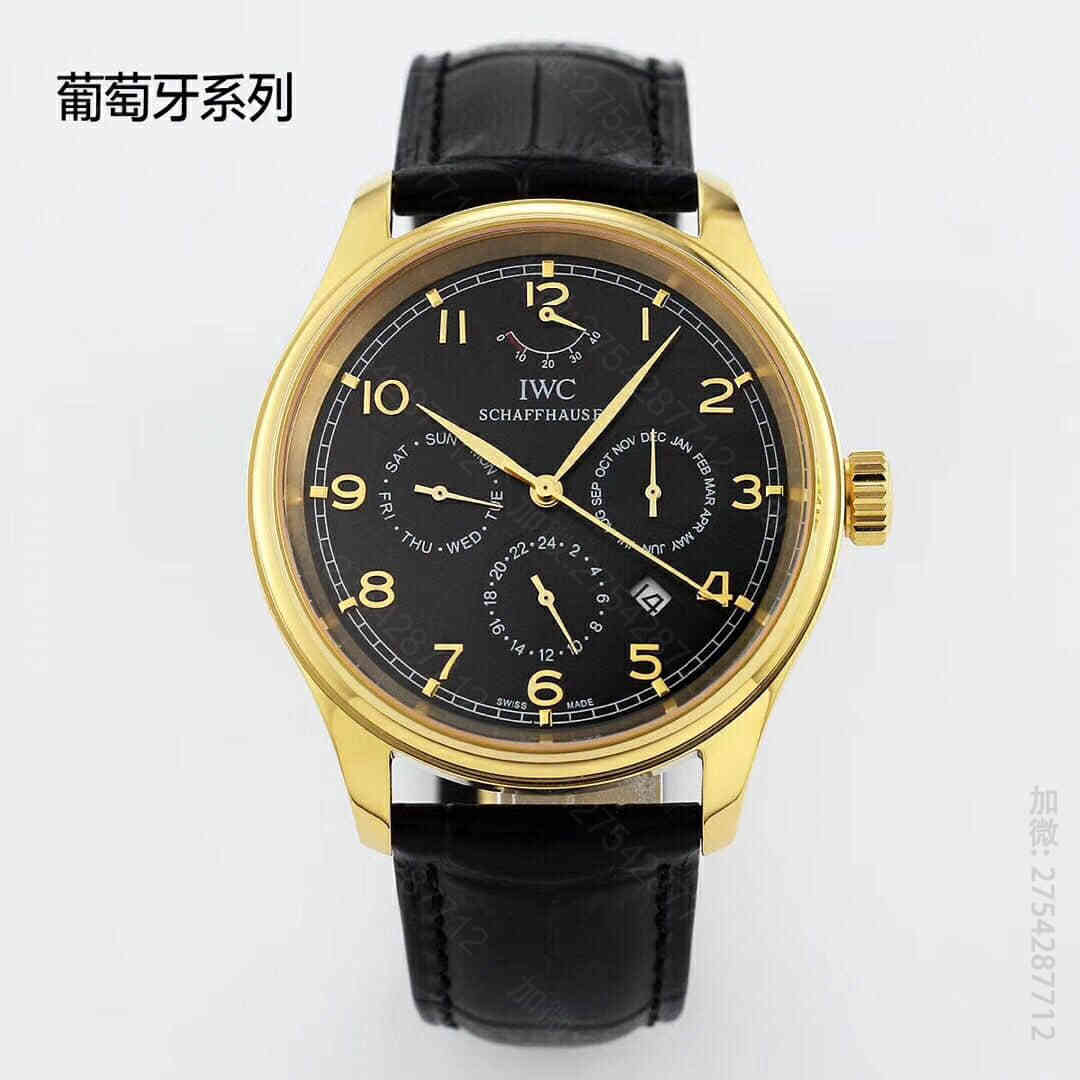 IWC万国进口9100机芯浮雕18K数字钉立体多功能表盘腕表 一比一万国腕表货源 