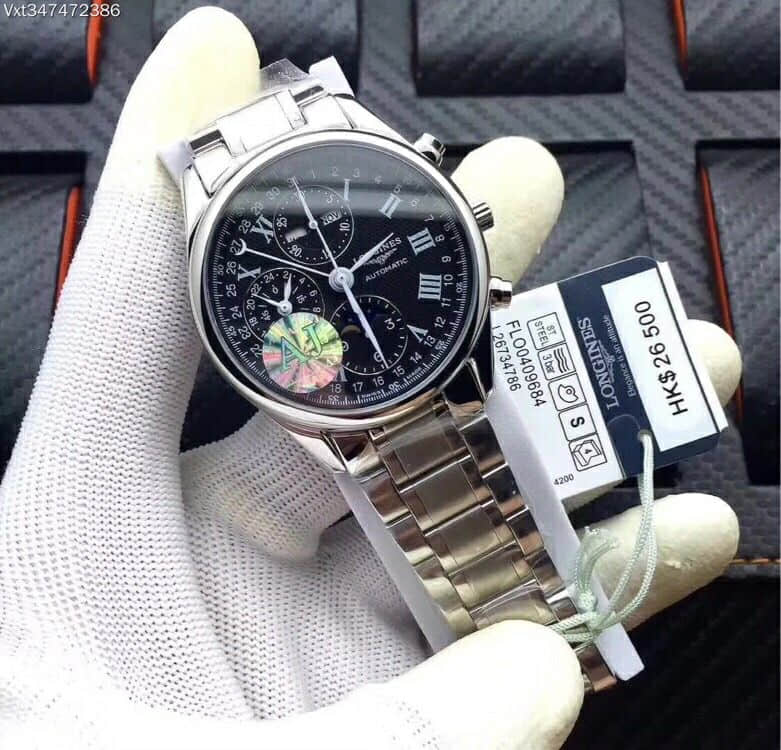 Longines浪琴名匠系列八针月相7751自动机械计时机芯钢带腕表