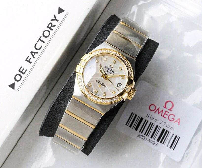 欧米茄omega星座系列8520专用机芯18k金女款腕表
