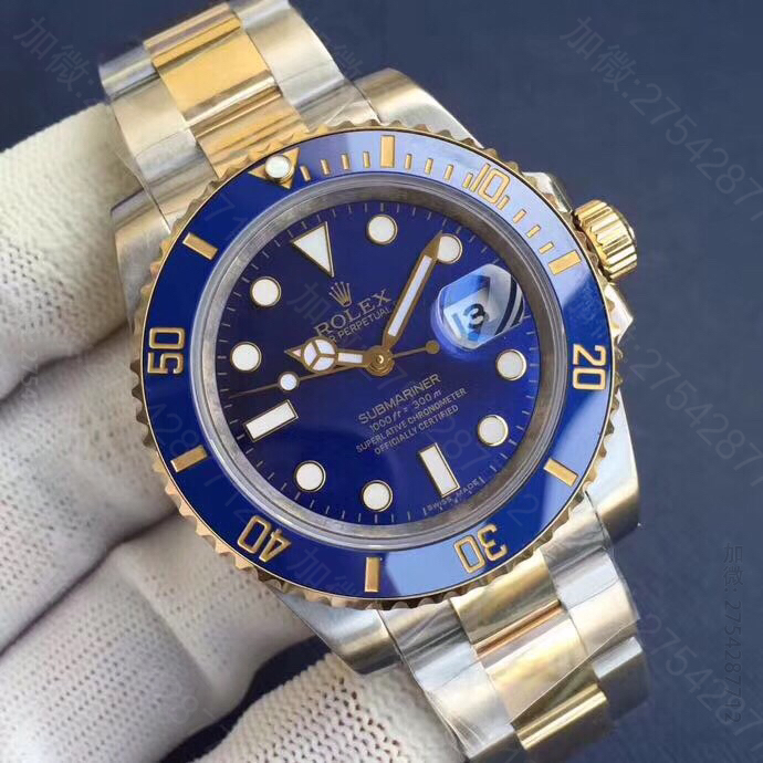 劳力士潜航者型水鬼系列包18K金 2836机芯，直径40MM，厚12.8MM 表重154克 劳力士男士腕表 