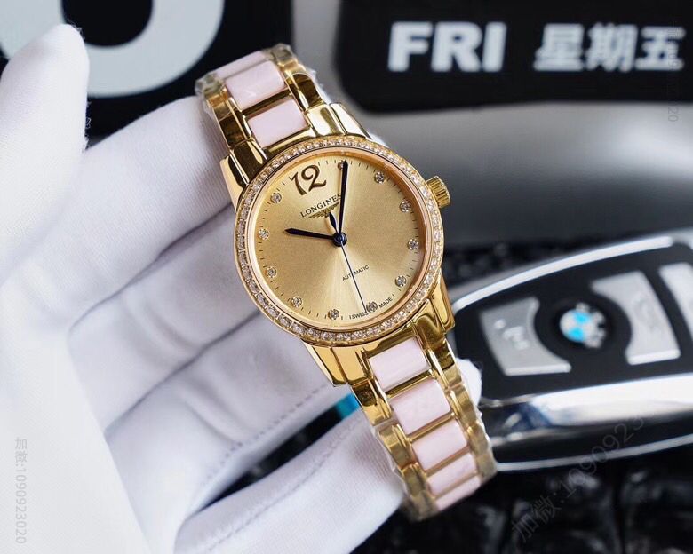 【浪琴】女表，搭配进口6T51，直径31MM，篮宝石镜面