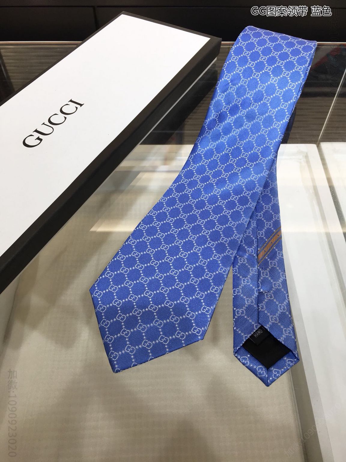 GUCCI古驰100%顶级提花真丝GG图案男士领带