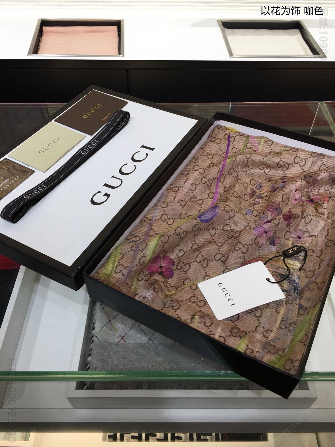 GUCCI古奇‘以花为饰’100%顶级纯羊绒围巾