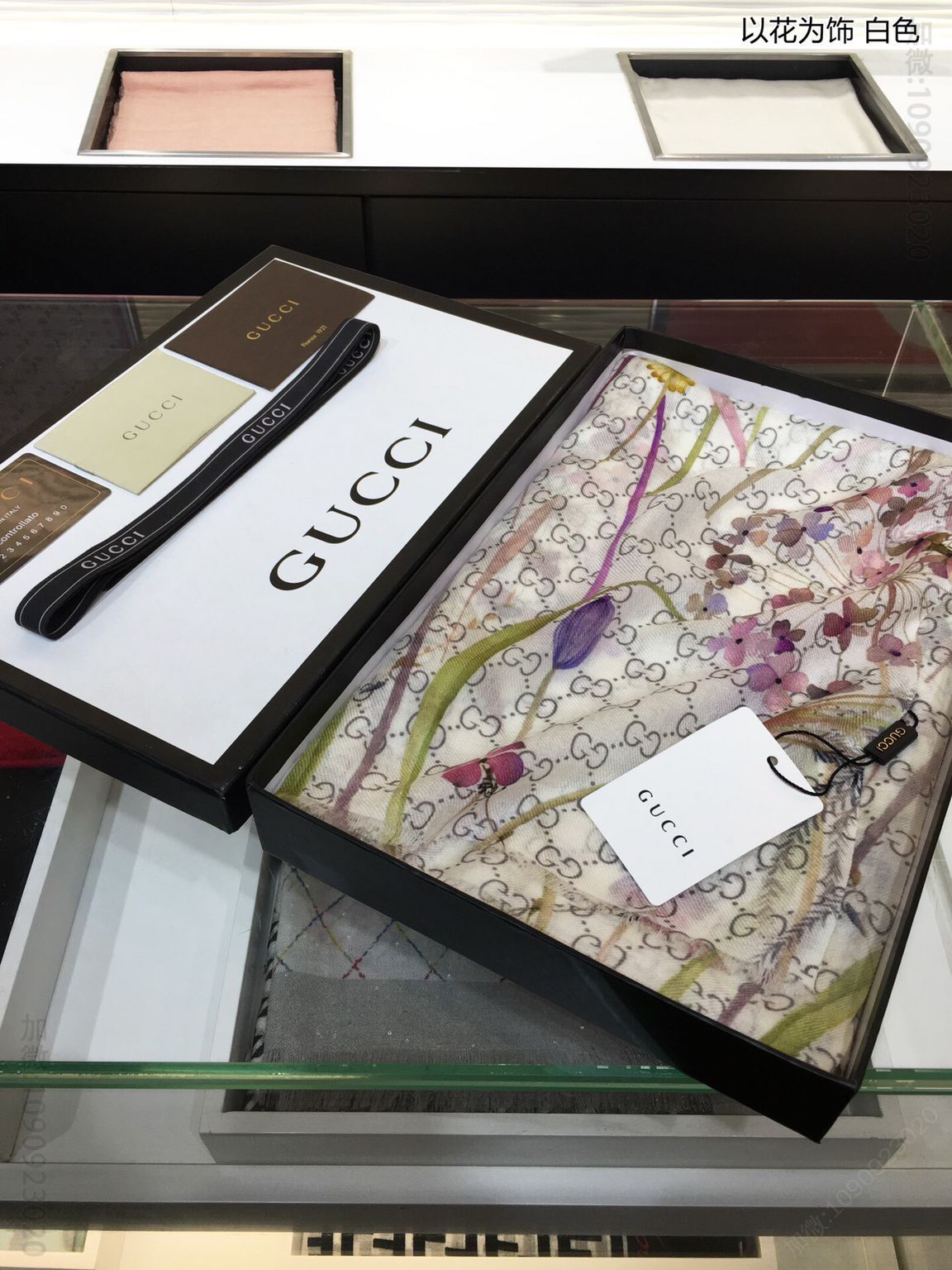 GUCCI古奇‘以花为饰’100%顶级纯羊绒围巾