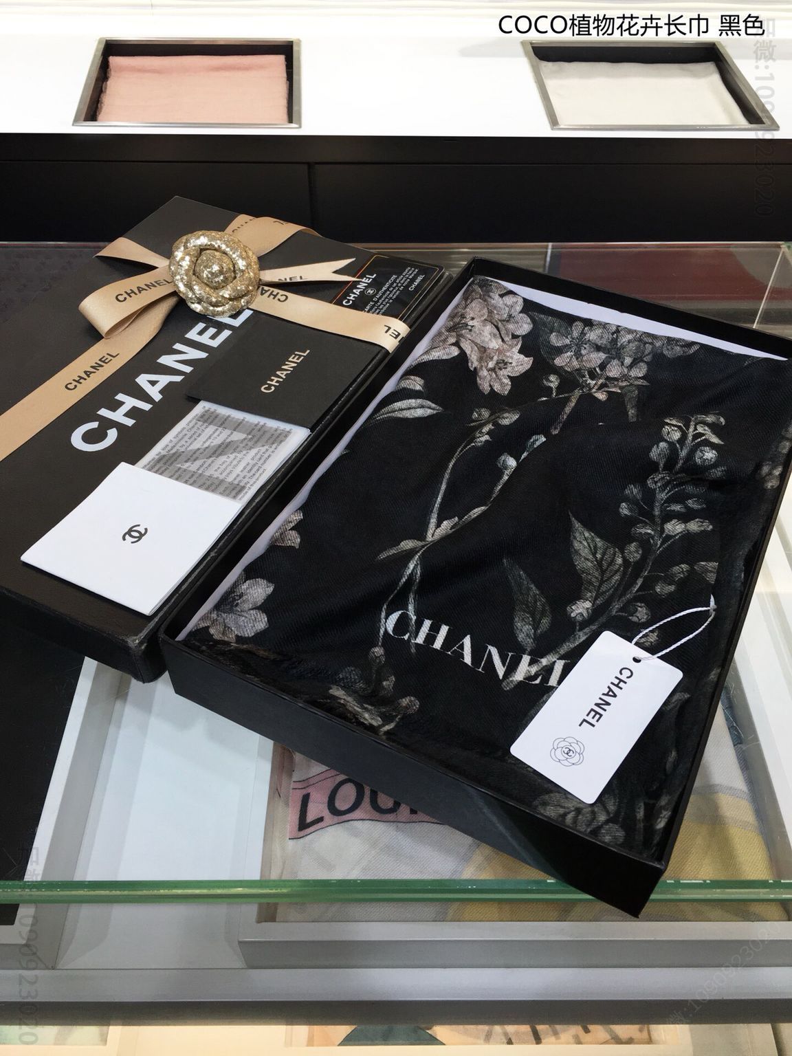 名品香奈儿配饰 香奈儿coco植物花卉100%纯羊绒围巾