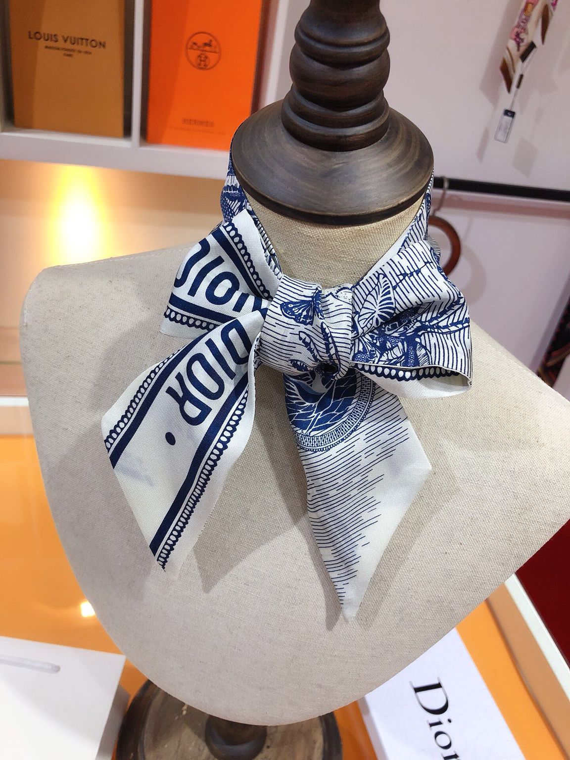 Dior迪奥‘热带风情’100%斜纹真丝双层双面丝带束发带