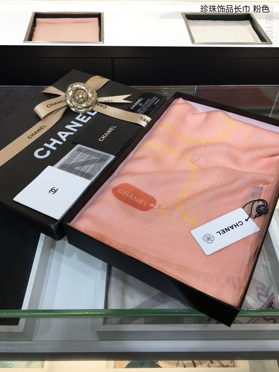 CHANEL香奈儿珍珠饰品100%顶级纯羊绒围巾