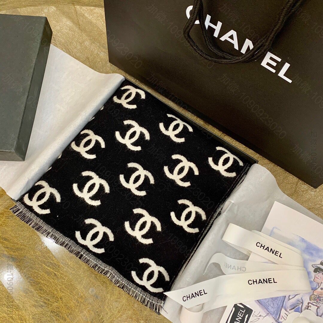CHANEL香奈儿羊绒羊毛混纺围巾
