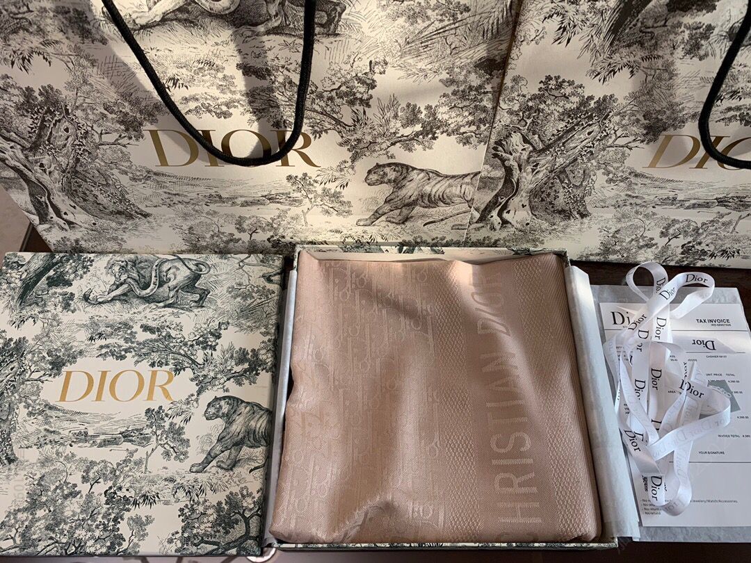 Dior迪奥 Oblique真丝羊毛混纺围巾