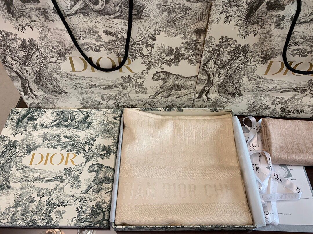 Dior迪奥 Oblique真丝羊毛混纺围巾