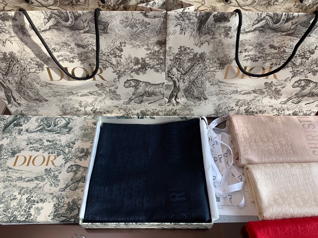 Dior迪奥 Oblique真丝羊毛混纺围巾
