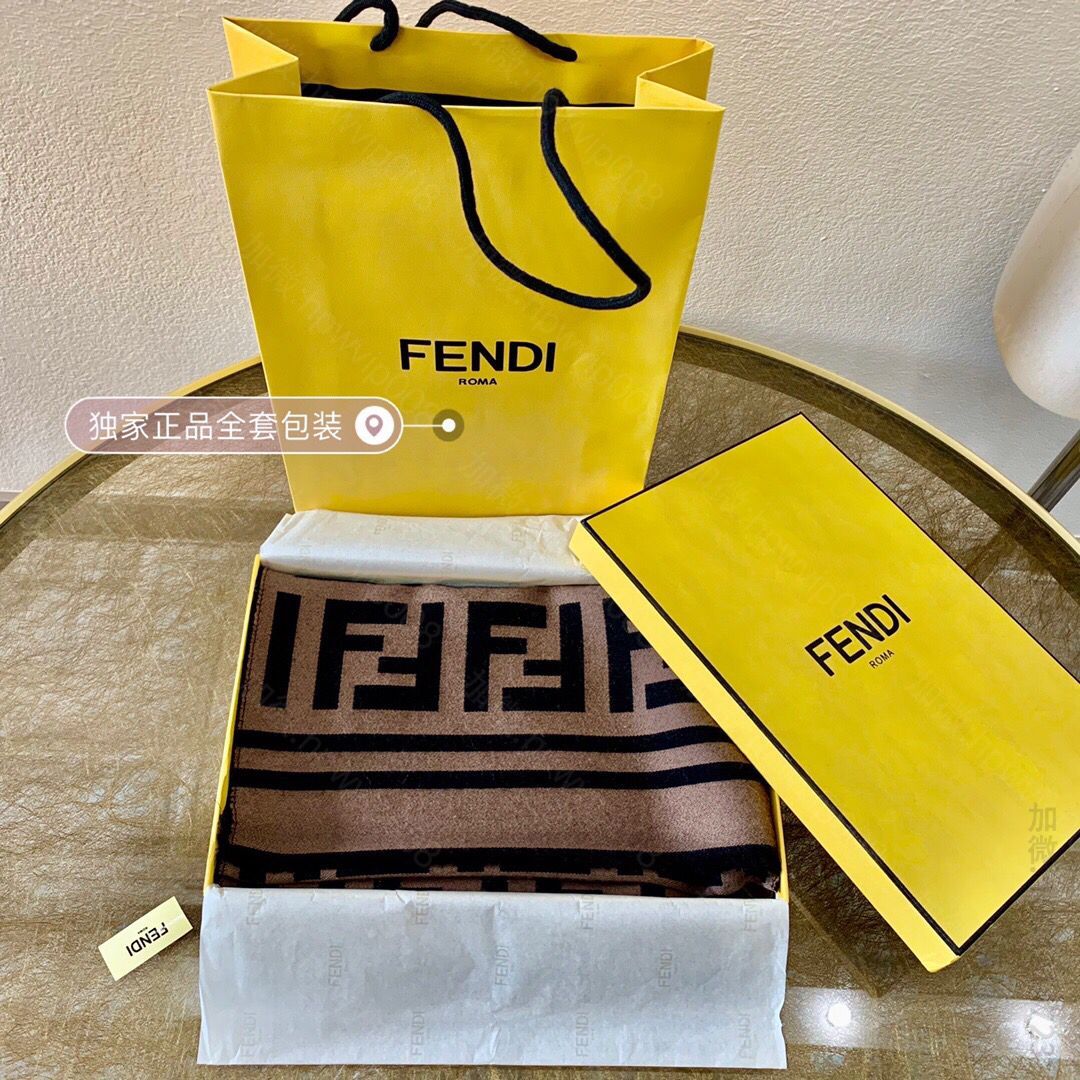 复刻芬迪女士围巾 FENDI芬迪羊毛提花编织羊绒真丝围巾 复刻芬迪女士围巾 