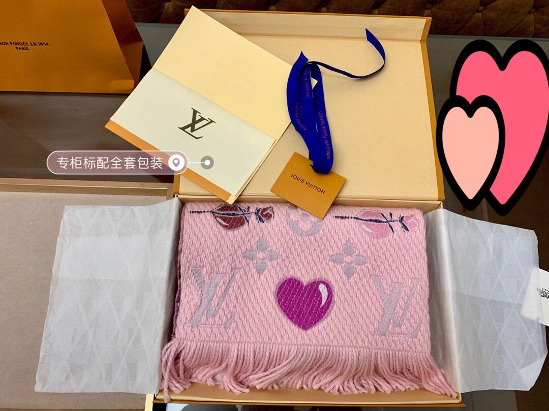 奢侈名品LV女士围巾 LV女士围巾 LV路易威登Monogram 图案羊毛真丝混纺围巾 名品LV围巾 