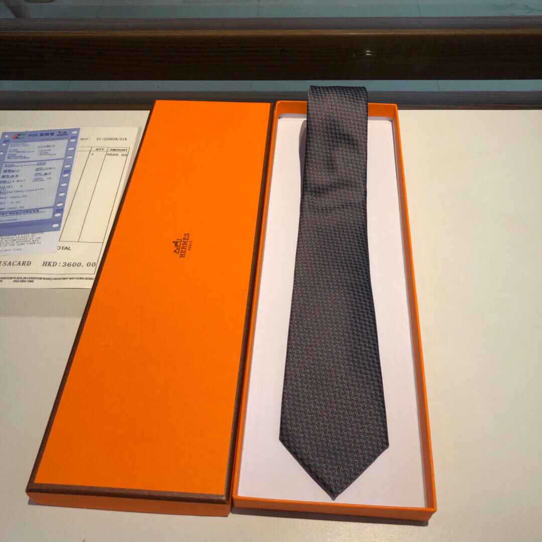 Hermes爱马仕100%顶级斜纹真丝领带