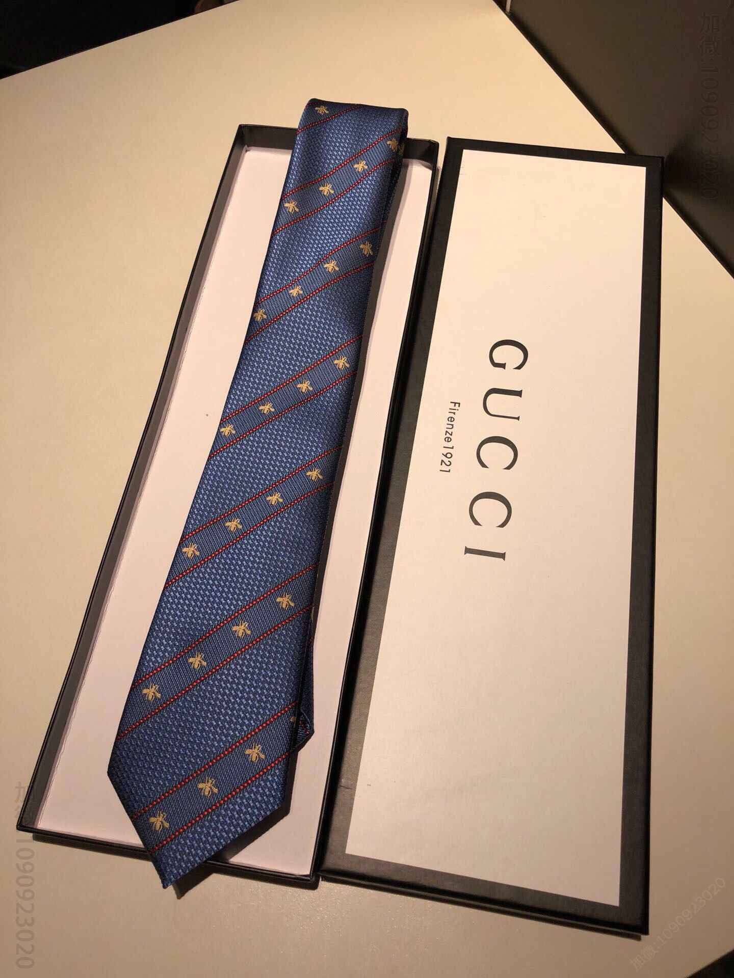 GUCCI古驰100%顶级提花真丝手工定制男士领带