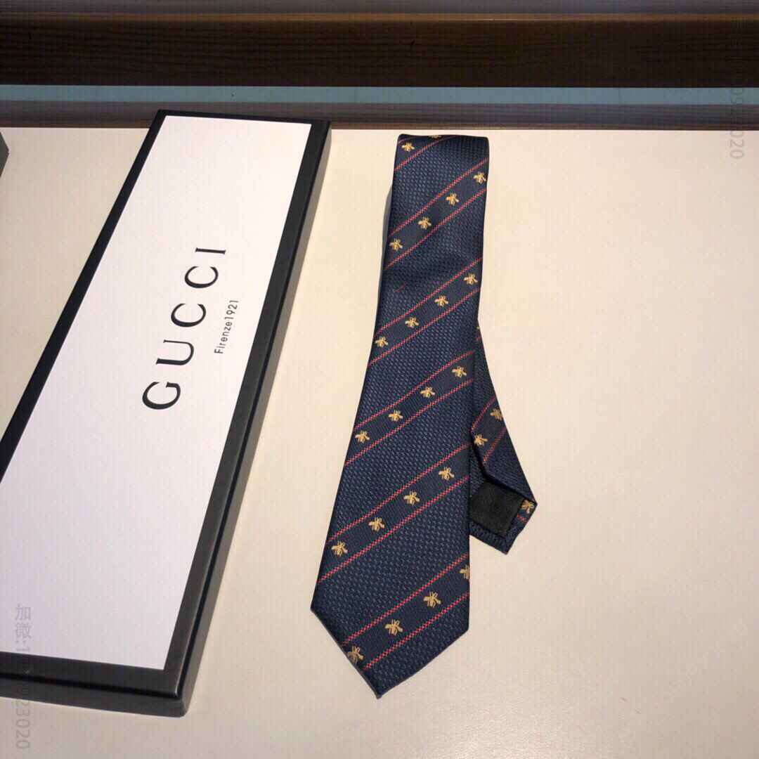 GUCCI古驰100%顶级提花真丝手工定制男士领带