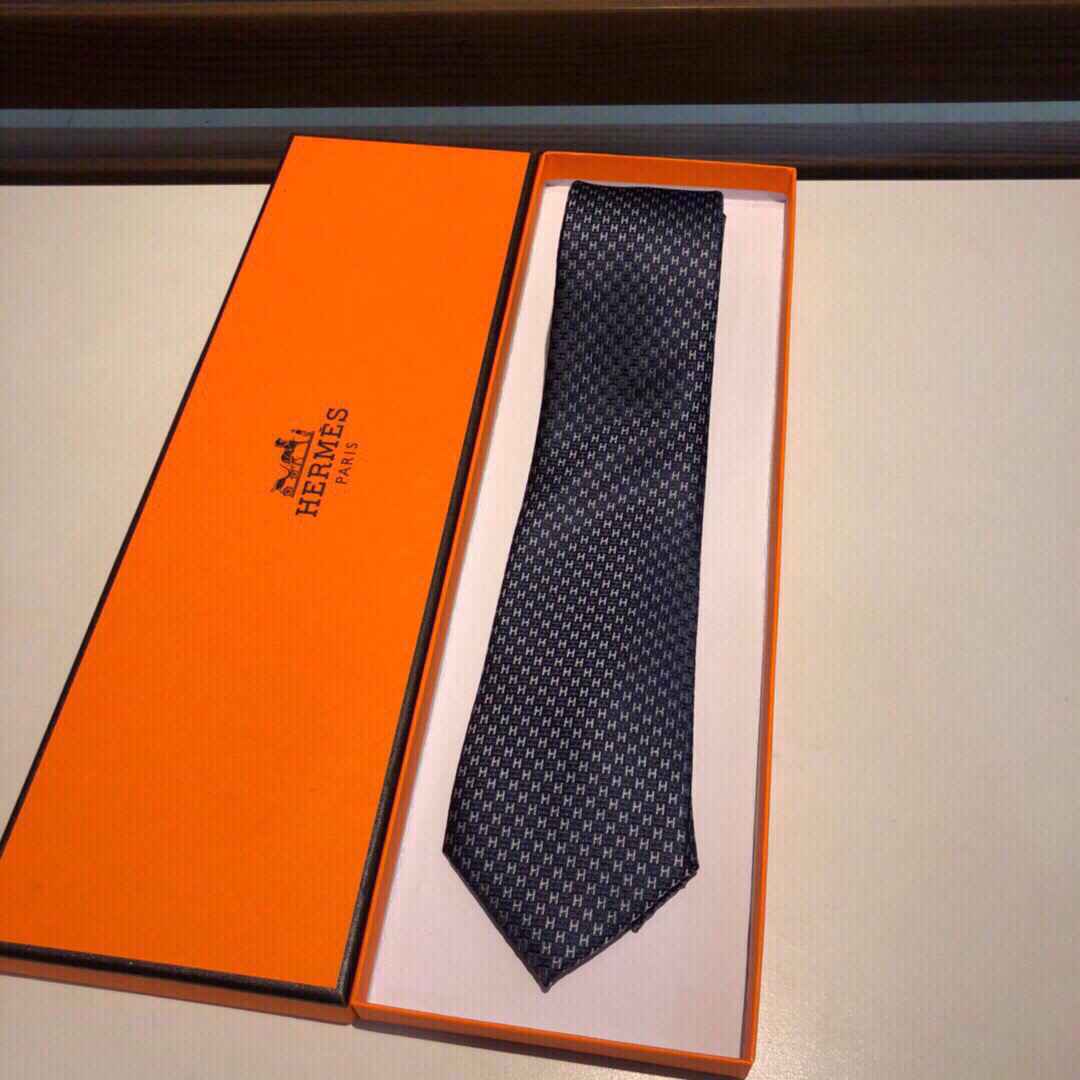 Hermes爱马仕100%顶级斜纹真丝手工定制2023男士新款领带