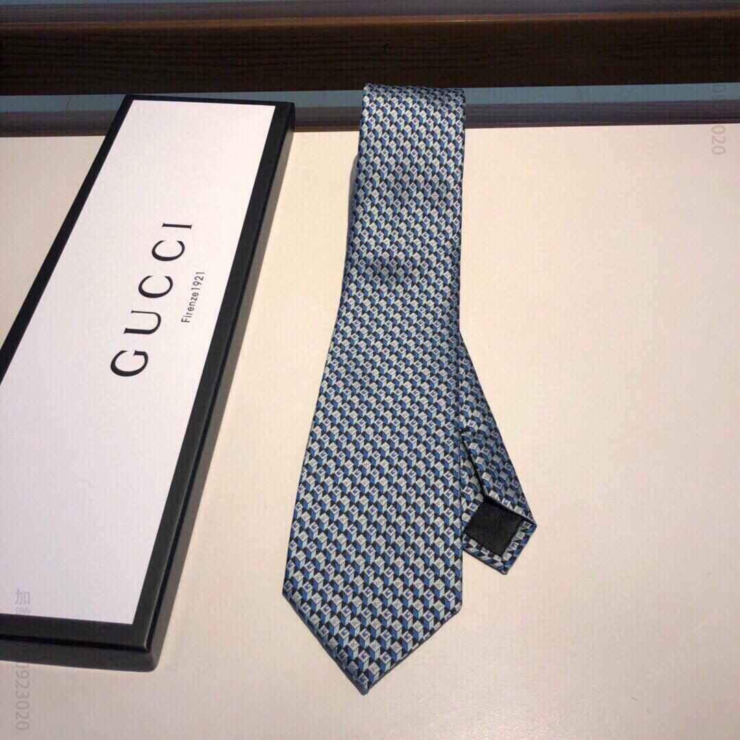 GUCCI古驰彩色印花几何图案真丝领带