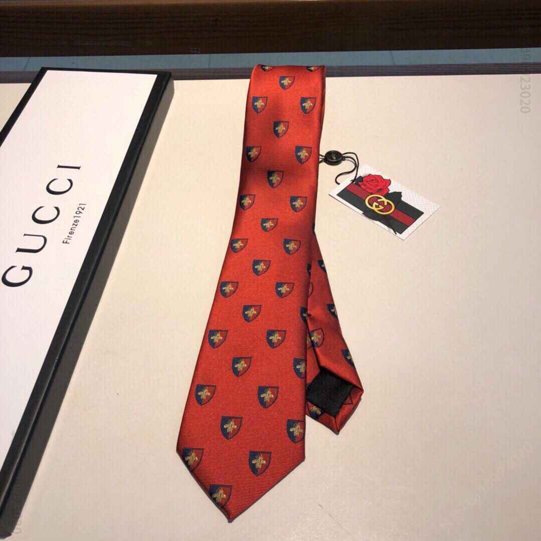 GUCCI古驰提花工艺昆虫图案真丝领带