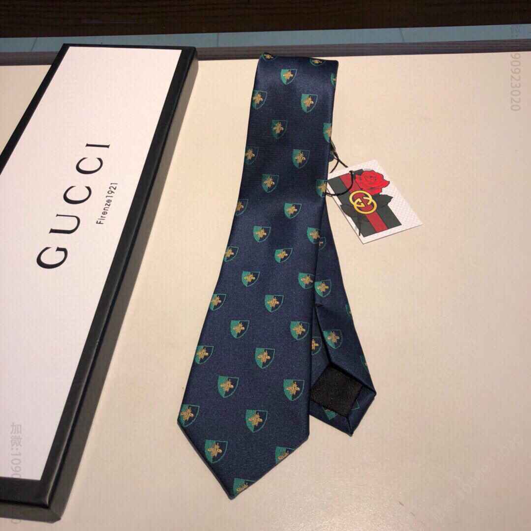 GUCCI古驰提花工艺昆虫图案真丝领带