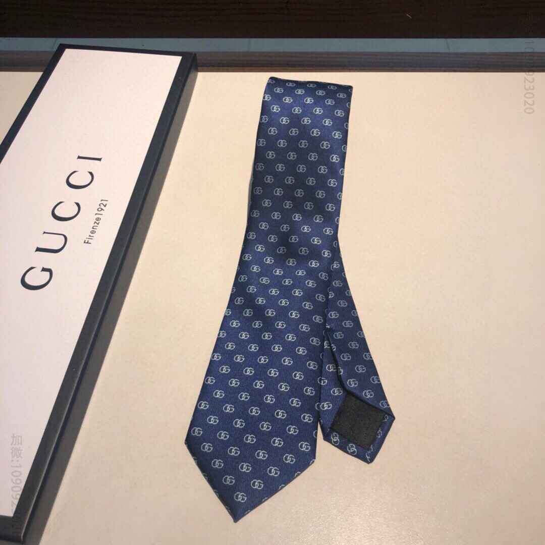 GUCCI古驰经典小G LOGO提花100%顶级提花真丝领带