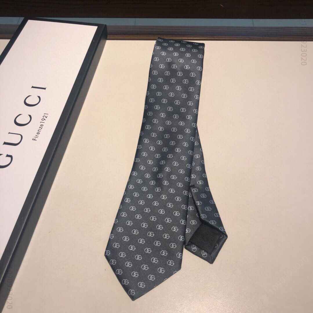 GUCCI古驰经典小G LOGO提花100%顶级提花真丝领带