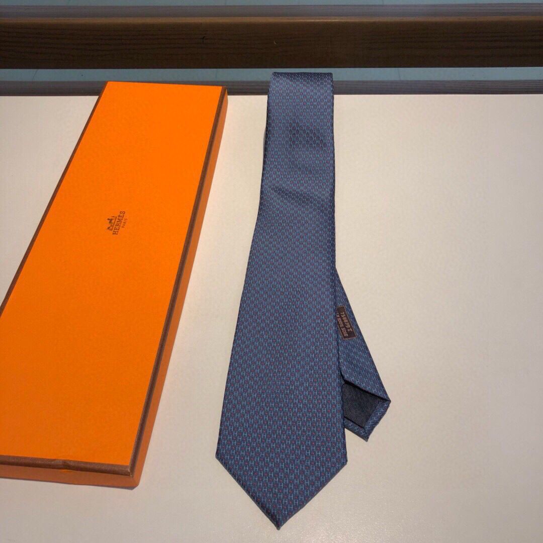 Hermes爱马仕100%顶级斜纹真丝圆点领带