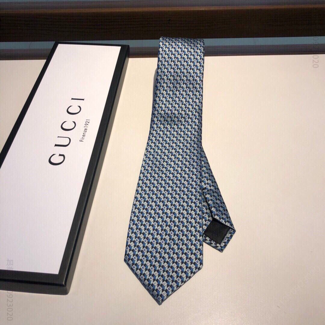 GUCCI古驰立体G印花装饰几何图案真丝领带