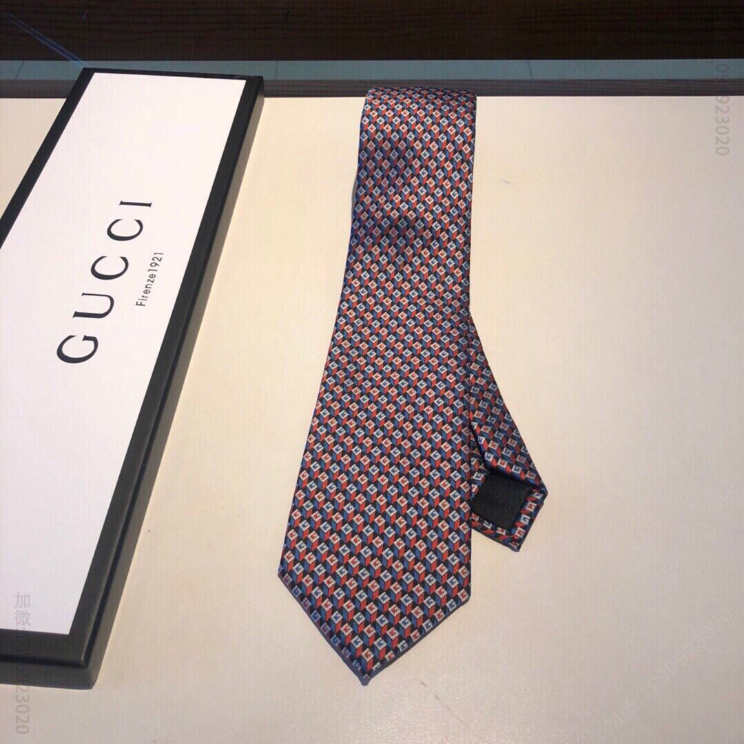 GUCCI古驰立体G印花装饰几何图案真丝领带