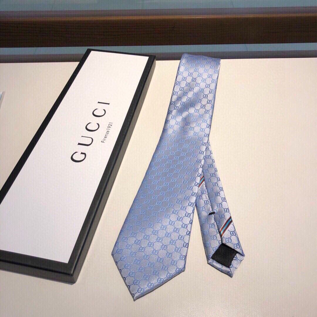 GUCCI古驰条纹织带GG标识真丝领带