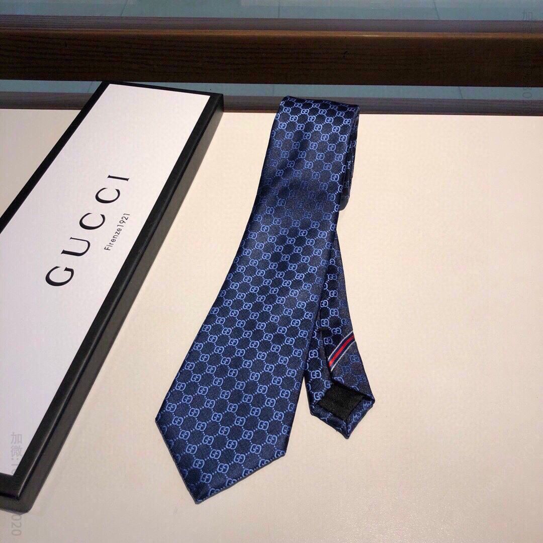 GUCCI古驰条纹织带GG标识真丝领带