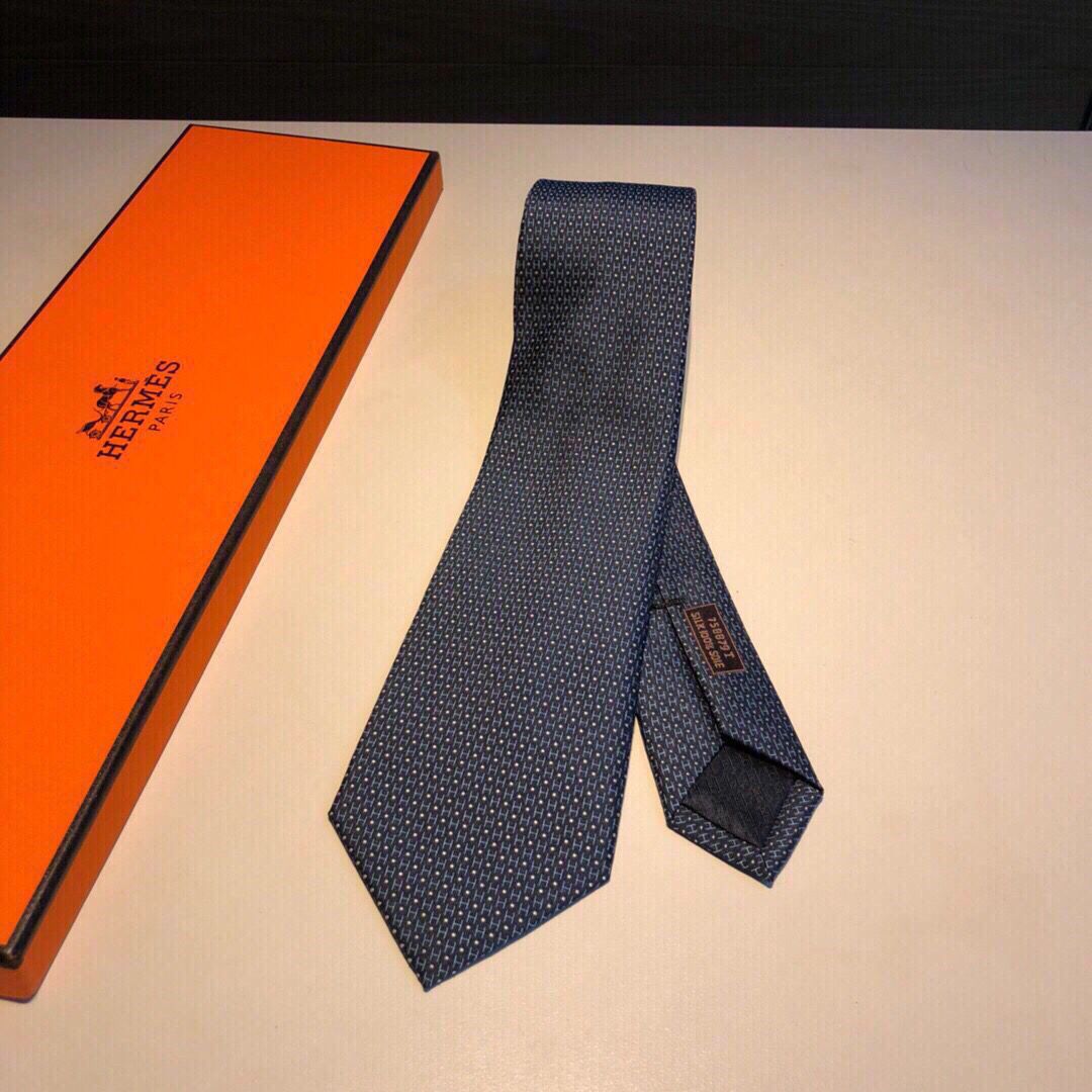 Hermes爱马仕100%顶级斜纹真丝H圆点领带