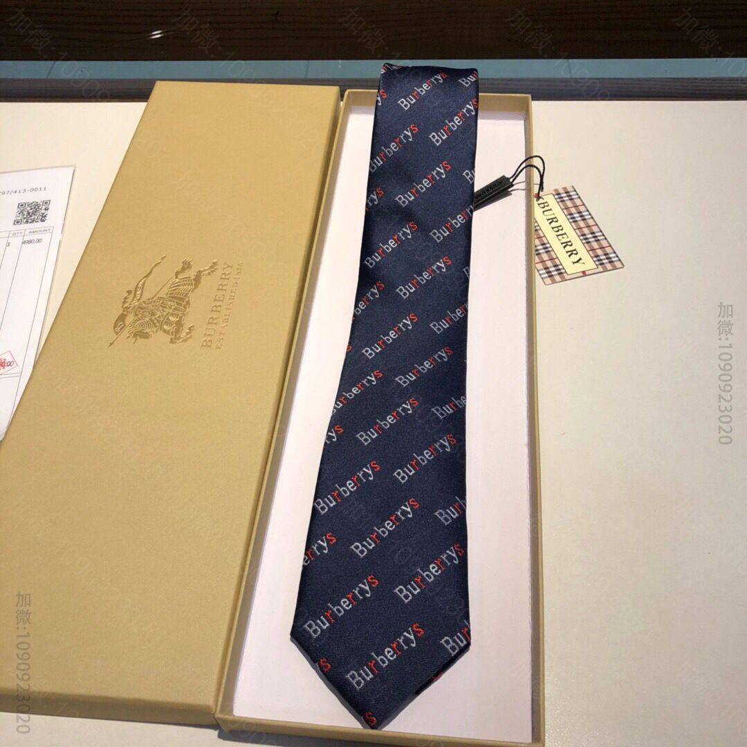 Burberry巴宝莉100%顶级真丝超重工刺绣男士领带