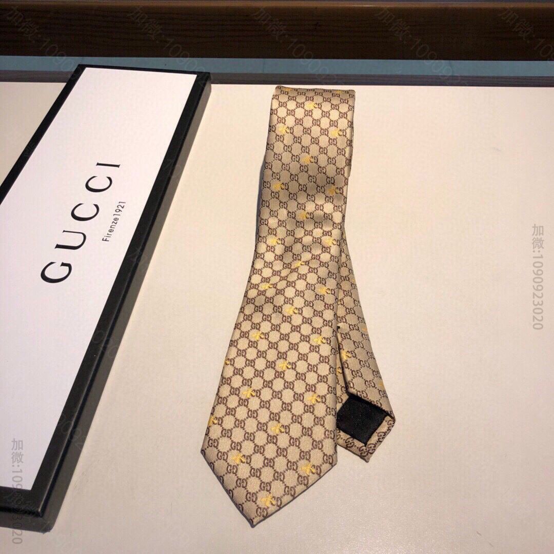 GUCCI古驰互扣式G图案点缀编织蜜蜂真丝领带