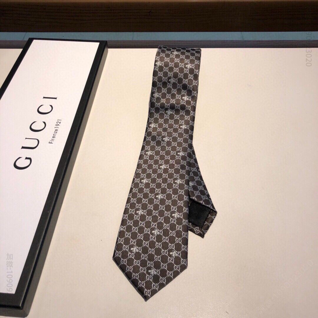 GUCCI古驰互扣式G图案点缀编织蜜蜂真丝领带