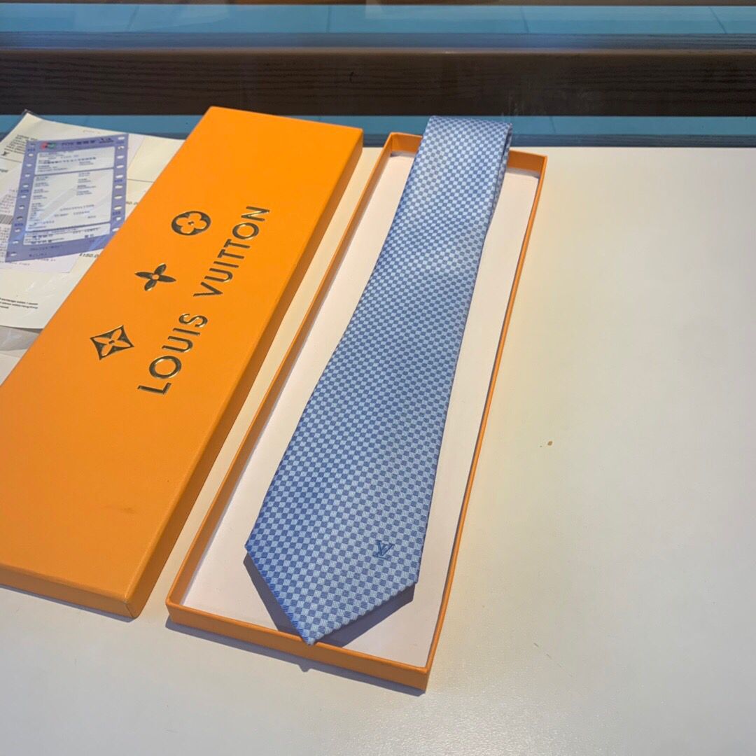 LV路易威登棋盘格子100%真丝面料经典领带