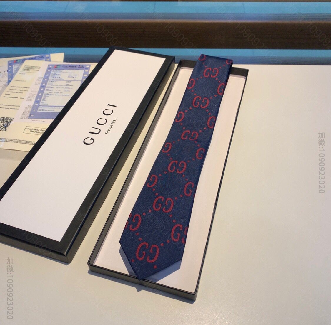 GUCCI古奇100%顶级提花真丝互扣式双G男士领带