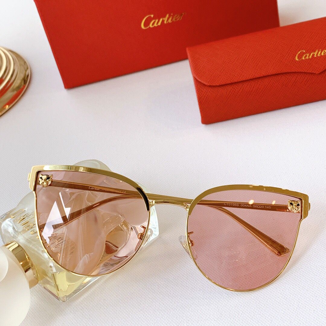 Cartier卡地亚虎头装饰太阳眼镜