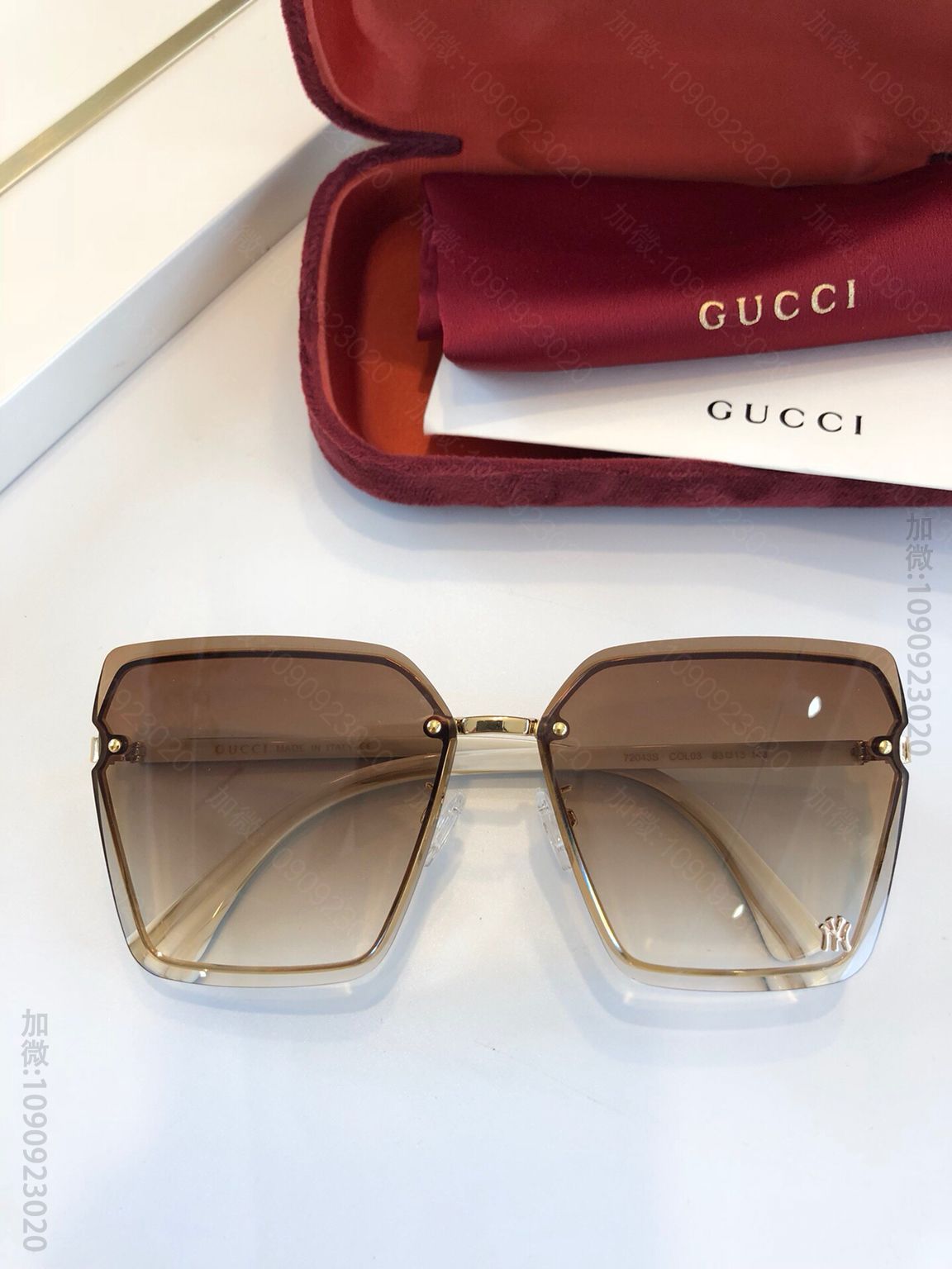GUCCI古驰NY联名款简单方形太阳眼镜