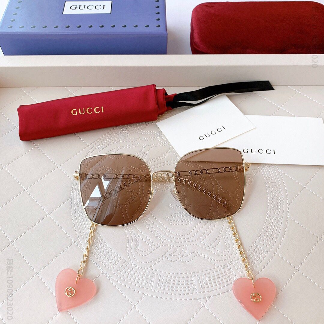 GUCCI古驰爱心款原版大logo吊坠女士太阳眼镜