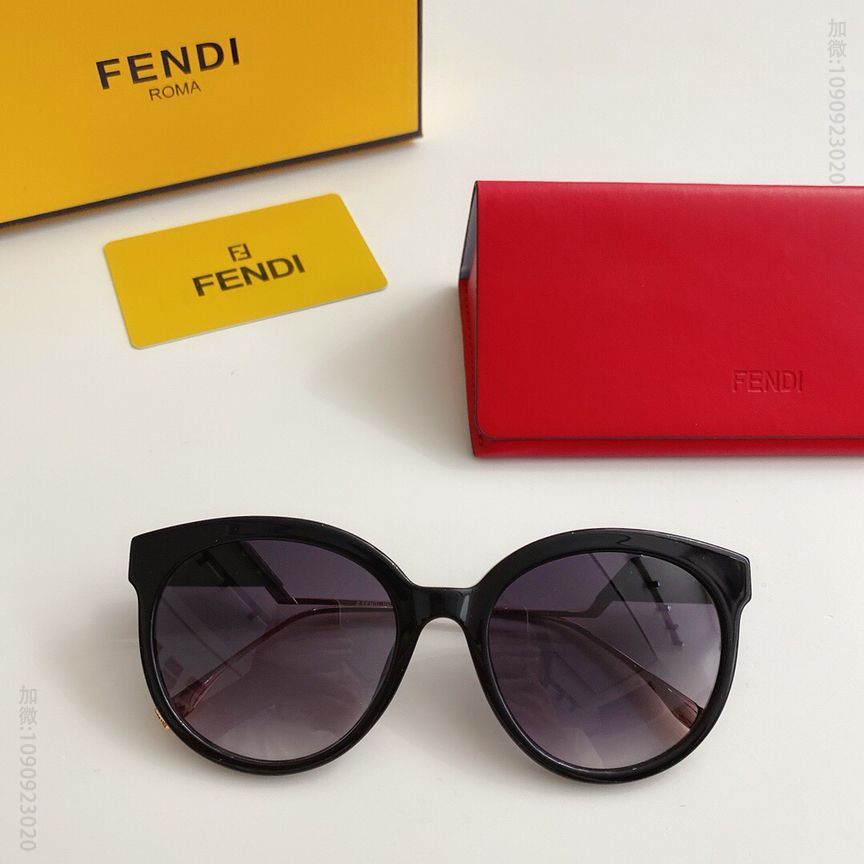 FENDI芬迪F镂空微标圆框女士太阳眼镜