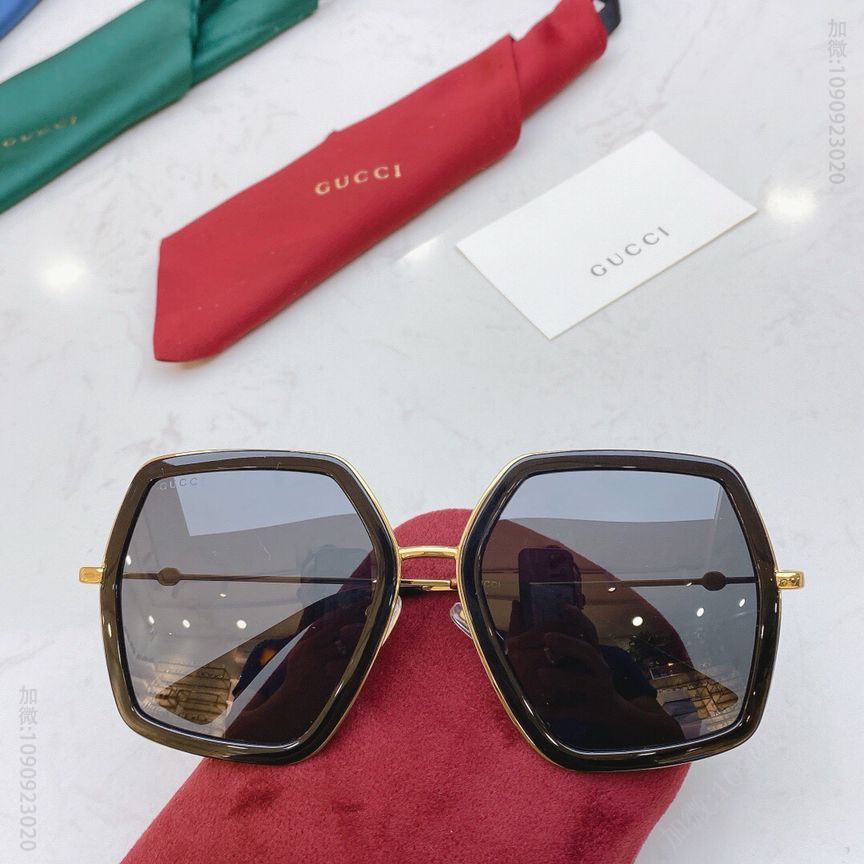 GUCCI古驰多边形墨镜切边镜女士太阳眼镜