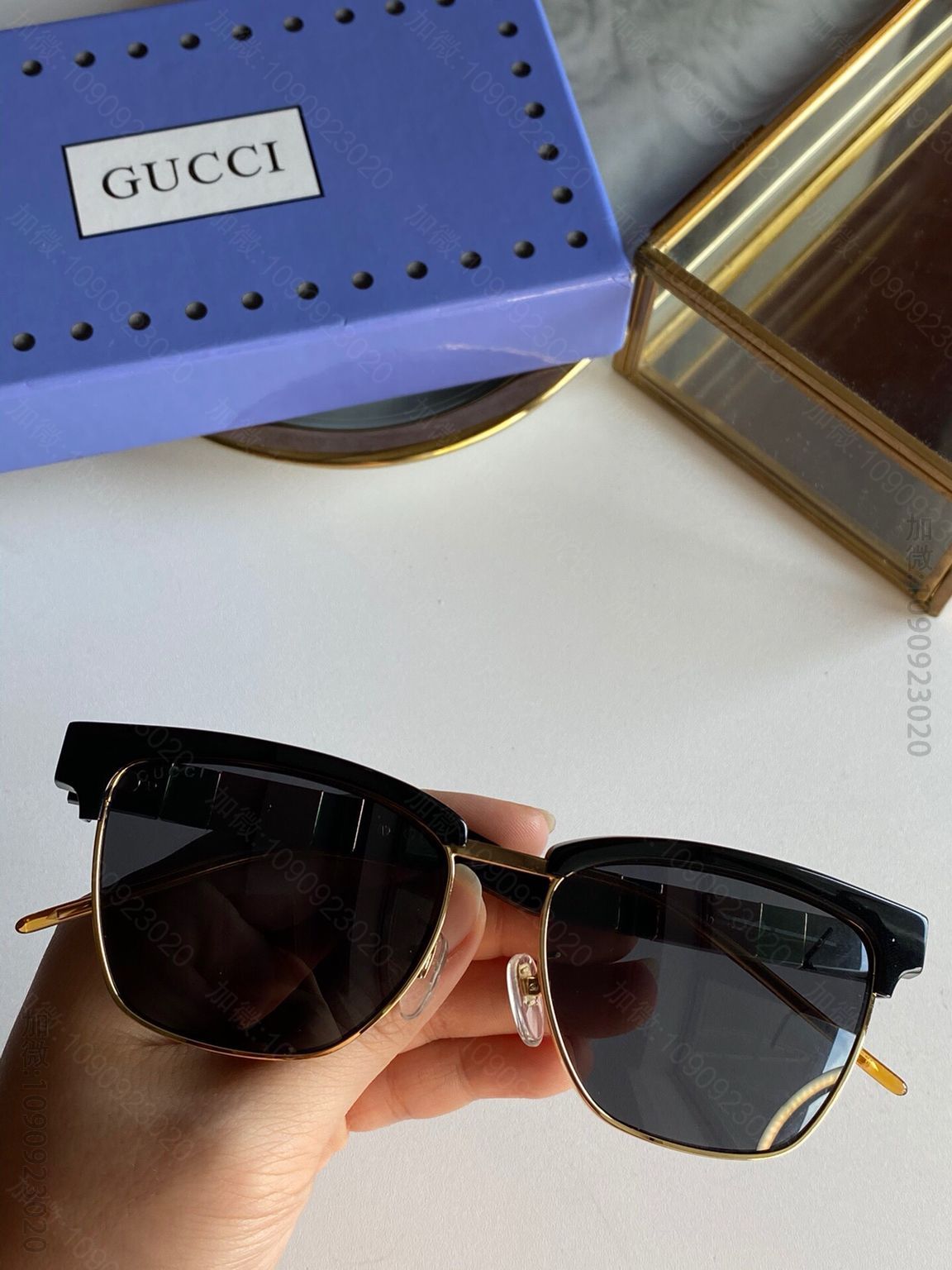 GUCCI古驰新品眉框方形时尚太阳眼镜