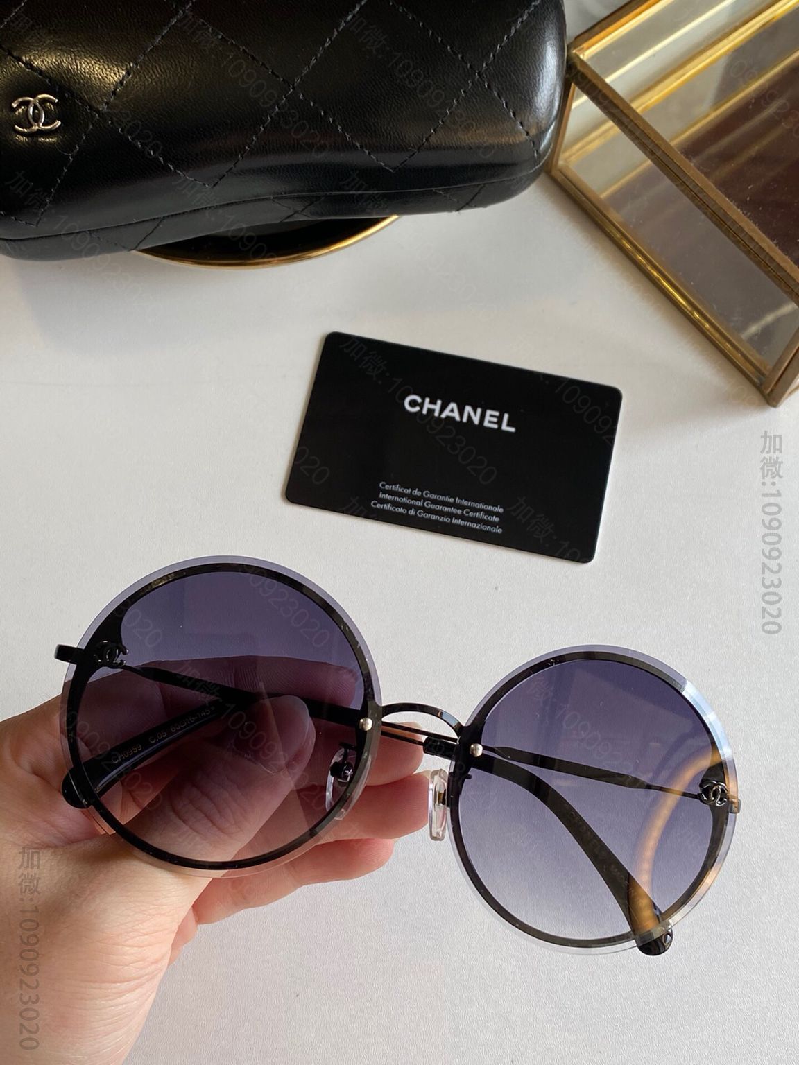 CHANEL香奈儿圆形无框大边框男女通用太阳眼镜