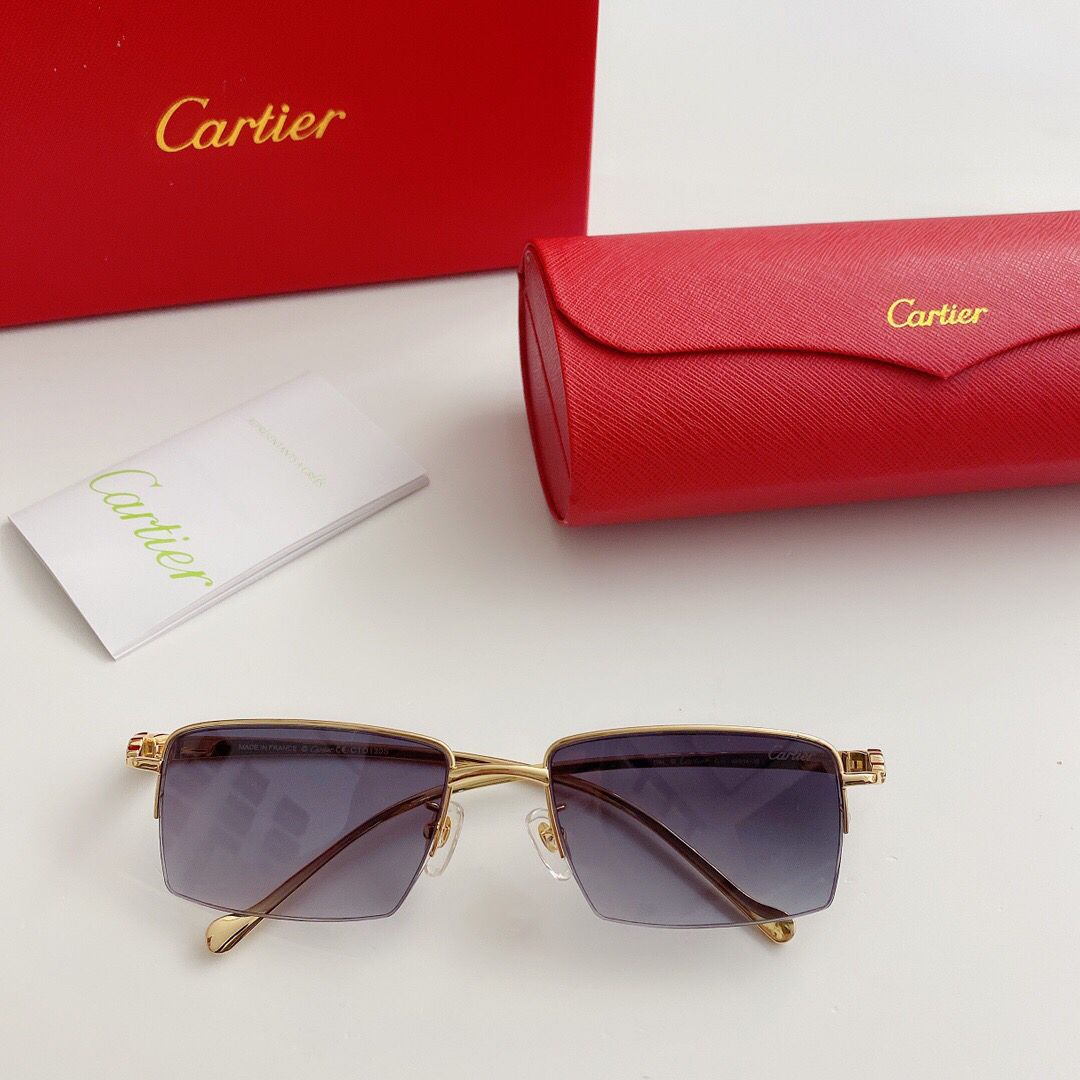 Cartier卡地亚豹子头方形太阳眼镜