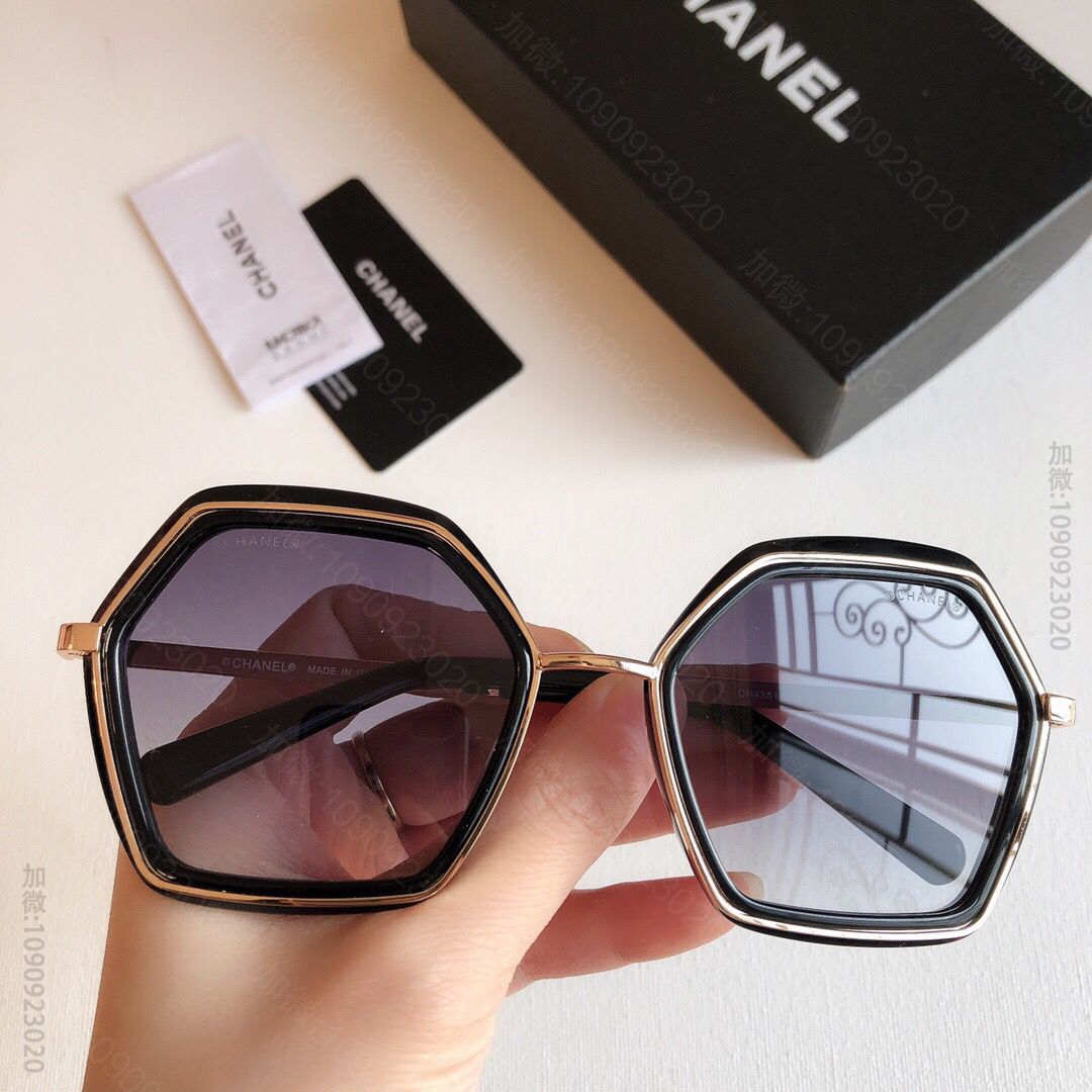 CHANEL香奈儿不规则板材金边女士太阳眼镜